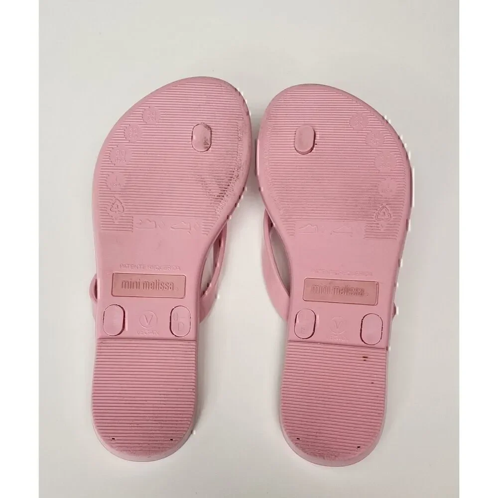 Mini Melissa Girls HARMONIC SWEET V AD Pink Thong Sandals Size 1/Eur 32